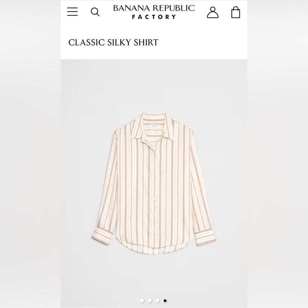 Banana Republic Factory Cream and Light Brown Striped Button-Down Shirt